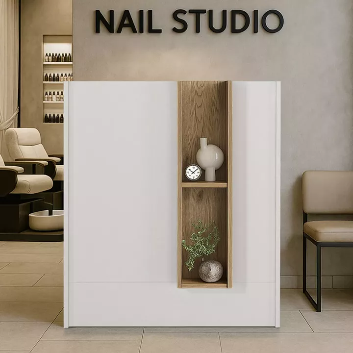 Γραφείο υποδοχής - reception Bonveno Megapap χρώμα λευκό - sepet oak 90x43,2x110εκ.