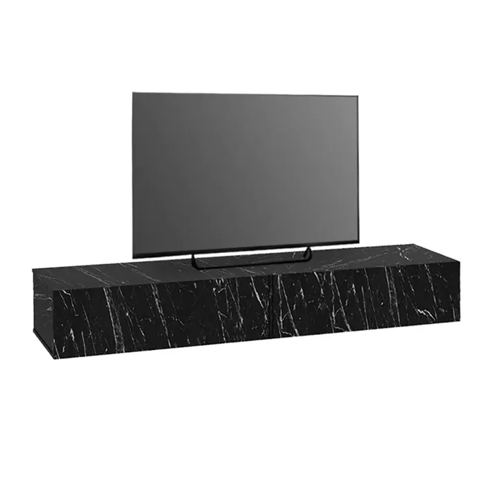 Έπιπλο τηλεόρασης επιτοίχιο Espanse Megapap χρώμα μαύρο εφέ μαρμάρου 241,8x31,7x30εκ.