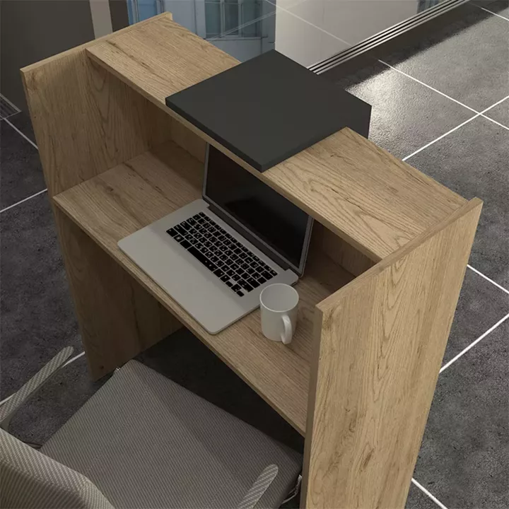 Γραφείο υποδοχής - reception Hola Megapap χρώμα sepet oak - ανθρακί 93,6x45,2x110,3εκ.