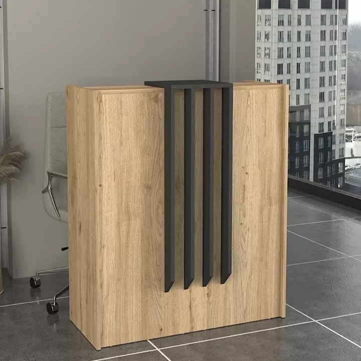 Γραφείο υποδοχής - reception Hola Megapap χρώμα sepet oak - ανθρακί 93,6x45,2x110,3εκ.