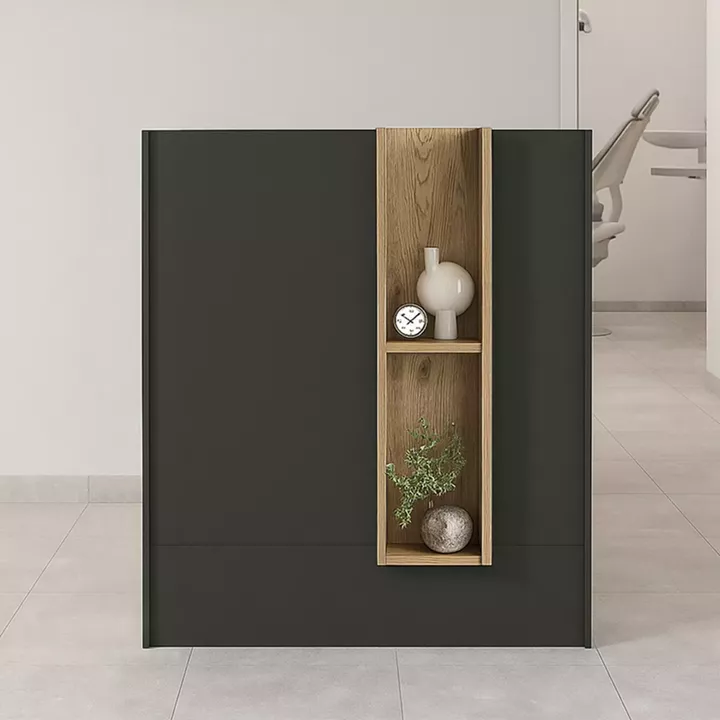 Γραφείο υποδοχής - reception Bonveno Megapap χρώμα ανθρακί - sepet oak 90x43,2x110εκ.