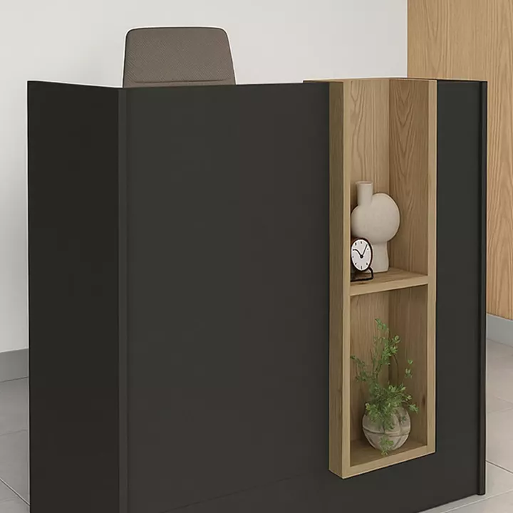Γραφείο υποδοχής - reception Bonveno Megapap χρώμα ανθρακί - sepet oak 90x43,2x110εκ.