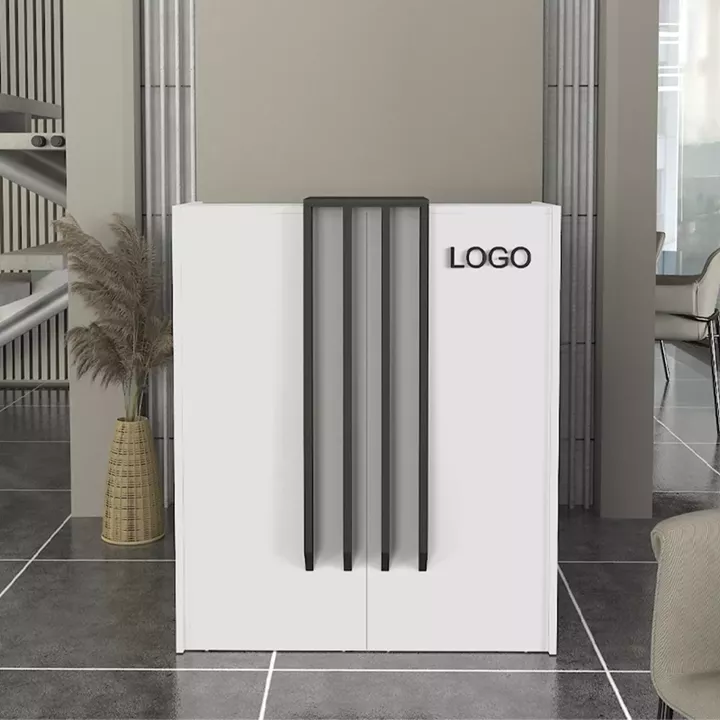 Γραφείο υποδοχής - reception Hola Megapap χρώμα λευκό - ανθρακί 93,6x45,2x110,3εκ.