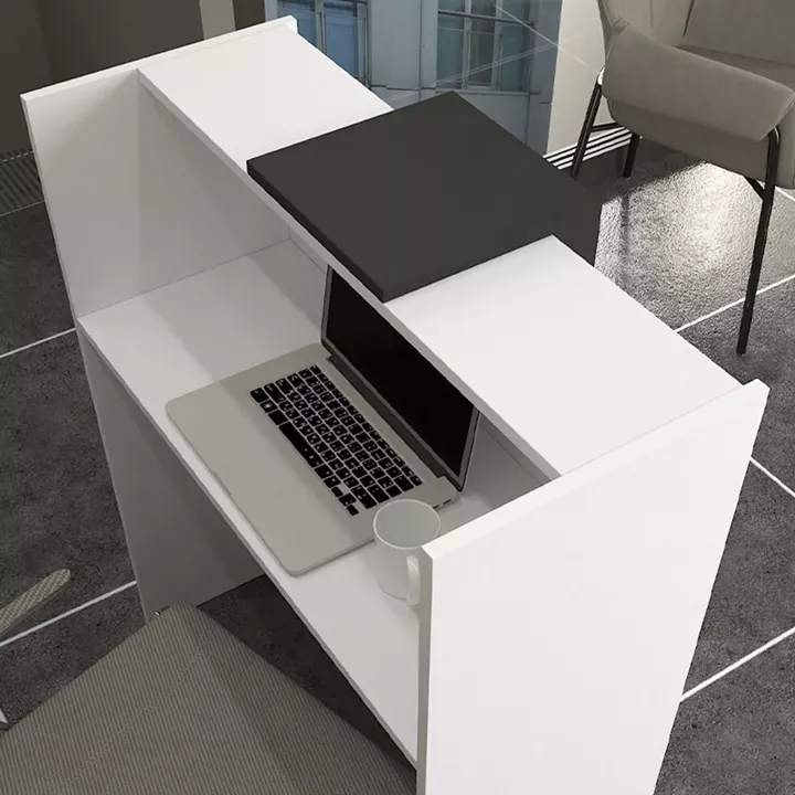 Γραφείο υποδοχής - reception Hola Megapap χρώμα λευκό - ανθρακί 93,6x45,2x110,3εκ.