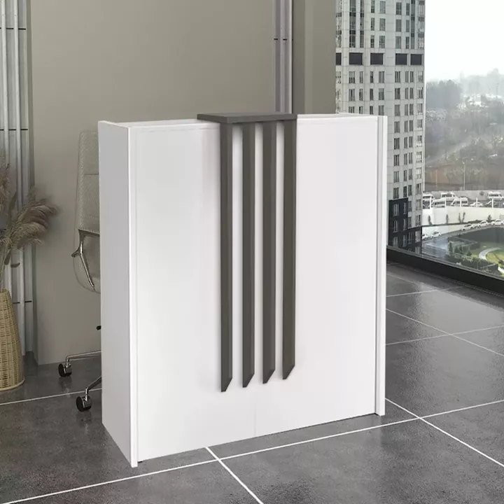 Γραφείο υποδοχής - reception Hola Megapap χρώμα λευκό - ανθρακί 93,6x45,2x110,3εκ.