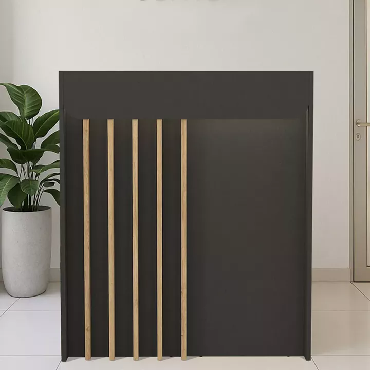 Γραφείο υποδοχής - reception Karibu Megapap με LED χρώμα ανθρακί - sepet oak 90x40x100εκ.