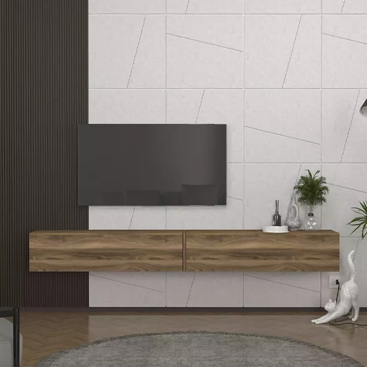 Έπιπλο τηλεόρασης επιτοίχιο Espanse Megapap χρώμα καρυδί 241,8x31,7x30εκ.