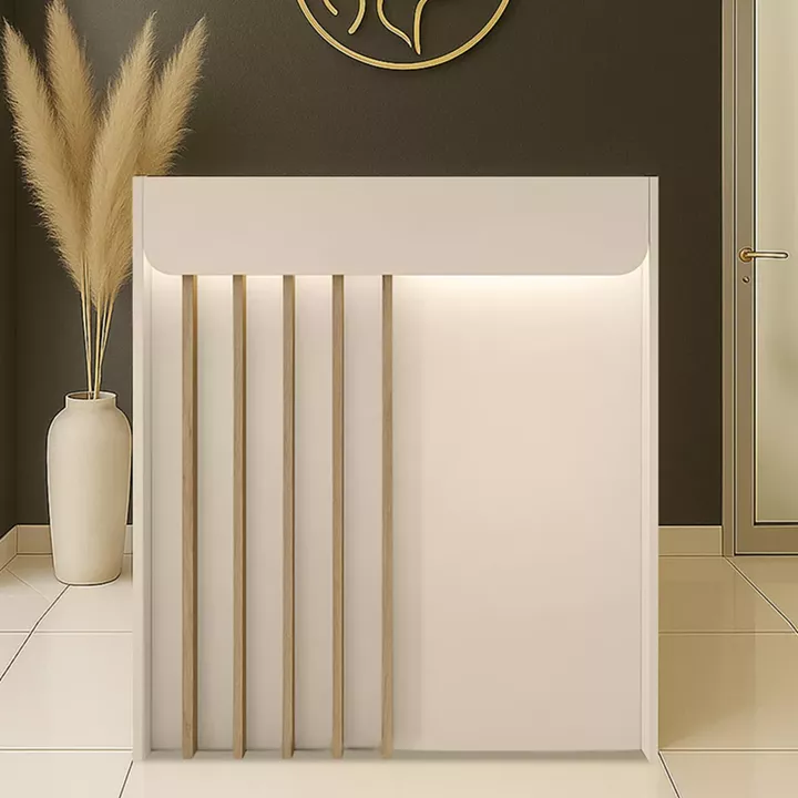 Γραφείο υποδοχής - reception Karibu Megapap με LED χρώμα sandstone - sepet oak 90x40x100εκ.