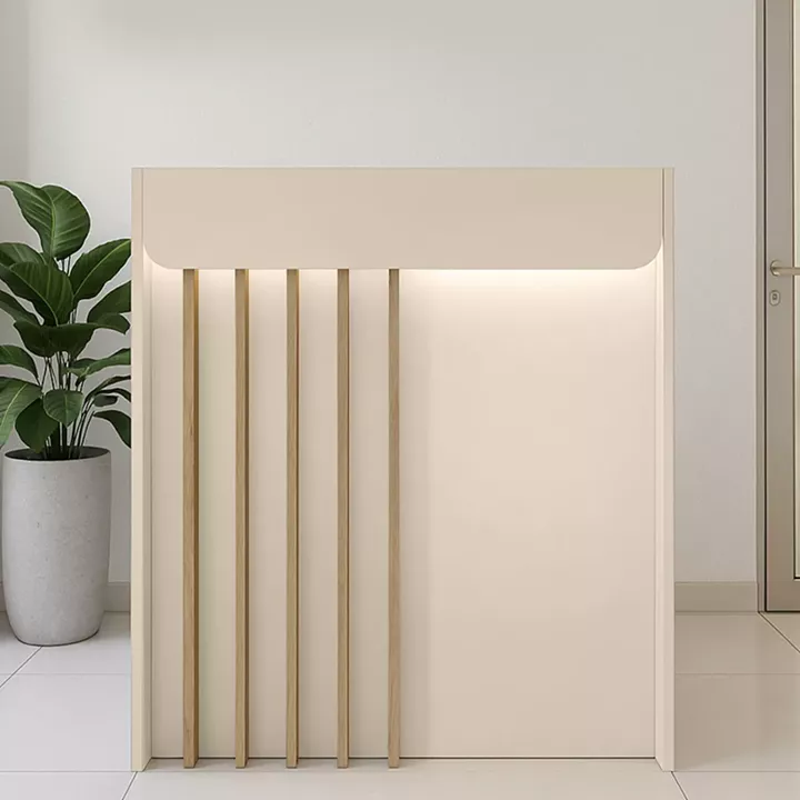 Γραφείο υποδοχής - reception Karibu Megapap με LED χρώμα sandstone - sepet oak 90x40x100εκ.