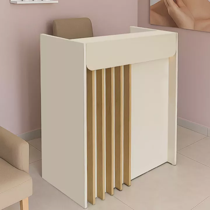 Γραφείο υποδοχής - reception Karibu Megapap με LED χρώμα sandstone - sepet oak 90x40x100εκ.