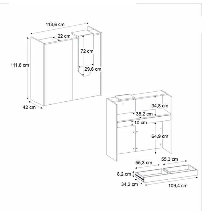 Γραφείο υποδοχής - reception Navita Megapap με LED χρώμα λευκό - sepet oak 113,6x42x111,8εκ.