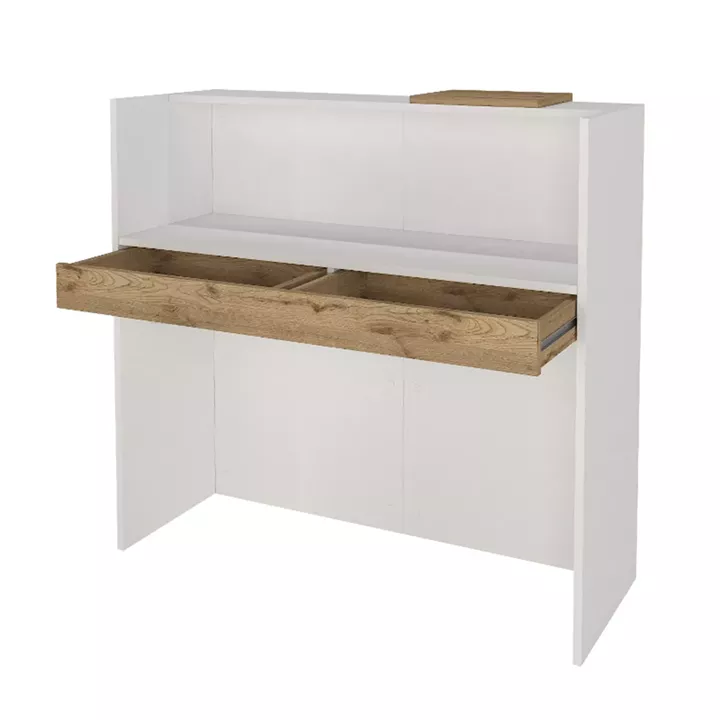 Γραφείο υποδοχής - reception Navita Megapap με LED χρώμα λευκό - sepet oak 113,6x42x111,8εκ.