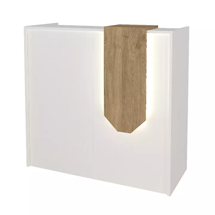 Γραφείο υποδοχής - reception Navita Megapap με LED χρώμα λευκό - sepet oak 113,6x42x111,8εκ.