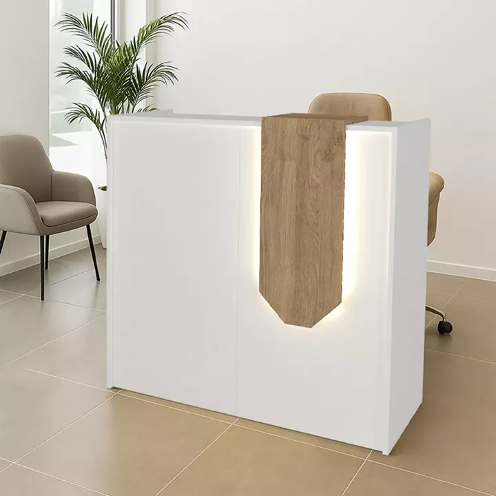Γραφείο υποδοχής - reception Navita Megapap με LED χρώμα λευκό - sepet oak 113,6x42x111,8εκ.