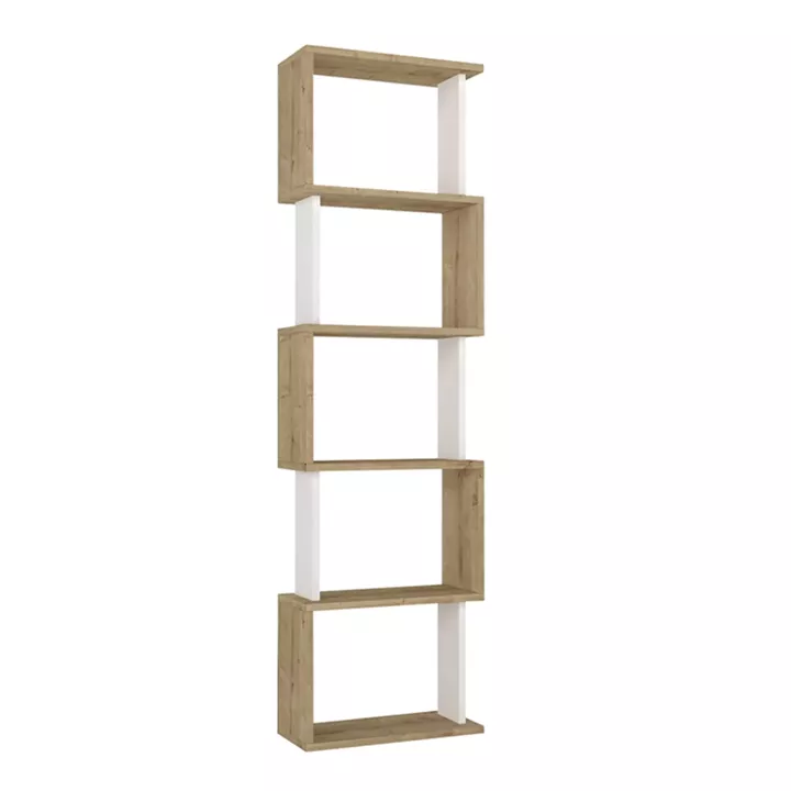 Βιβλιοθήκη Alvina Megapap χρώμα sapphire oak - λευκό 45x19,6x158,8εκ.