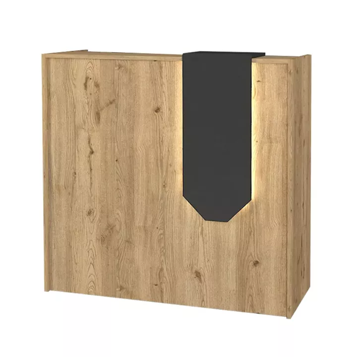 Γραφείο υποδοχής - reception Navita Megapap με LED χρώμα sepet oak - ανθρακί 113,6x42x111,8εκ.