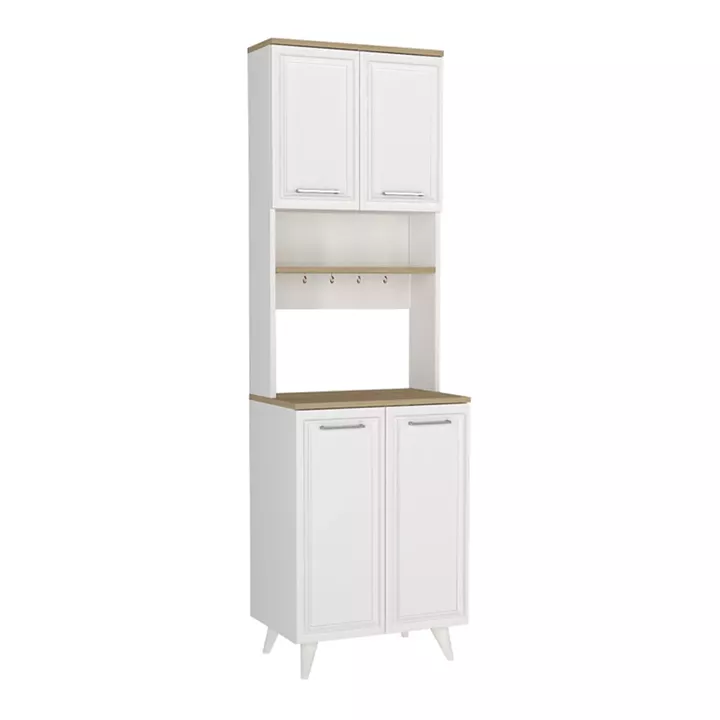 Έπιπλο κουζίνας Potter 2 Megapap χρώμα λευκό - rota oak 60x40x196,1εκ.