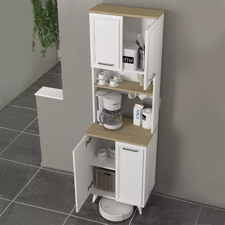 Έπιπλο κουζίνας Potter 2 Megapap χρώμα λευκό - rota oak 60x40x196,1εκ.