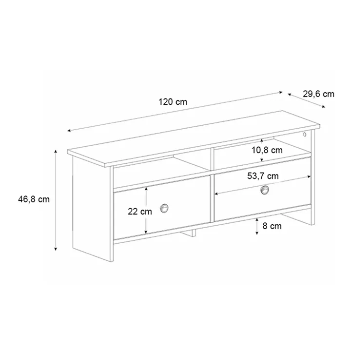 Έπιπλο τηλεόρασης Gradias Megapap χρώμα λευκό - sapphire oak 120x29,6x46,8εκ.