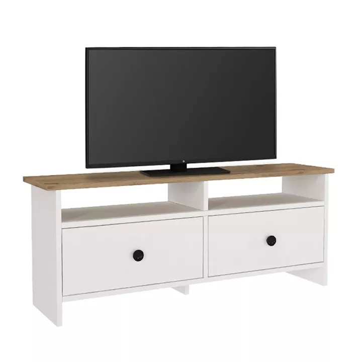 Έπιπλο τηλεόρασης Gradias Megapap χρώμα λευκό - sapphire oak 120x29,6x46,8εκ.