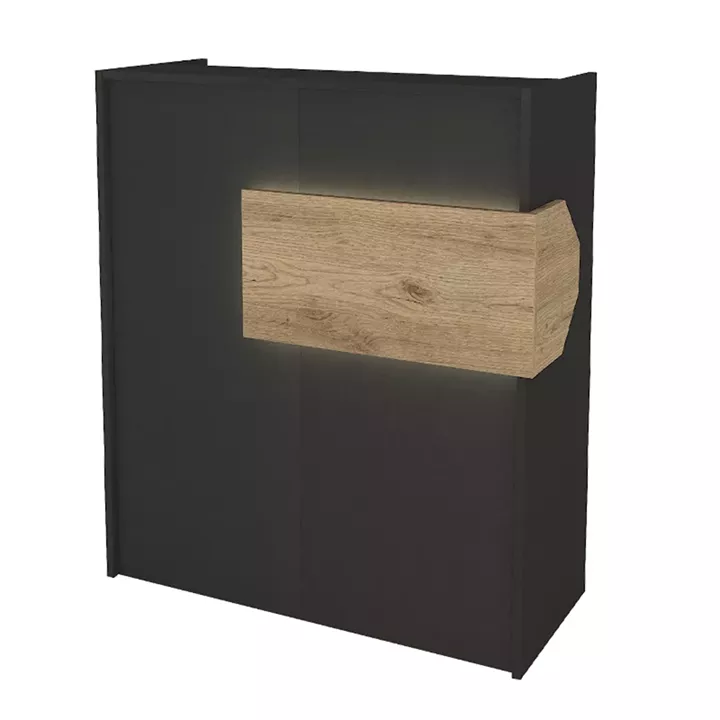 Γραφείο υποδοχής - reception Aloha Megapap με LED χρώμα ανθρακί - sepet oak 95,5x40x110,3εκ.