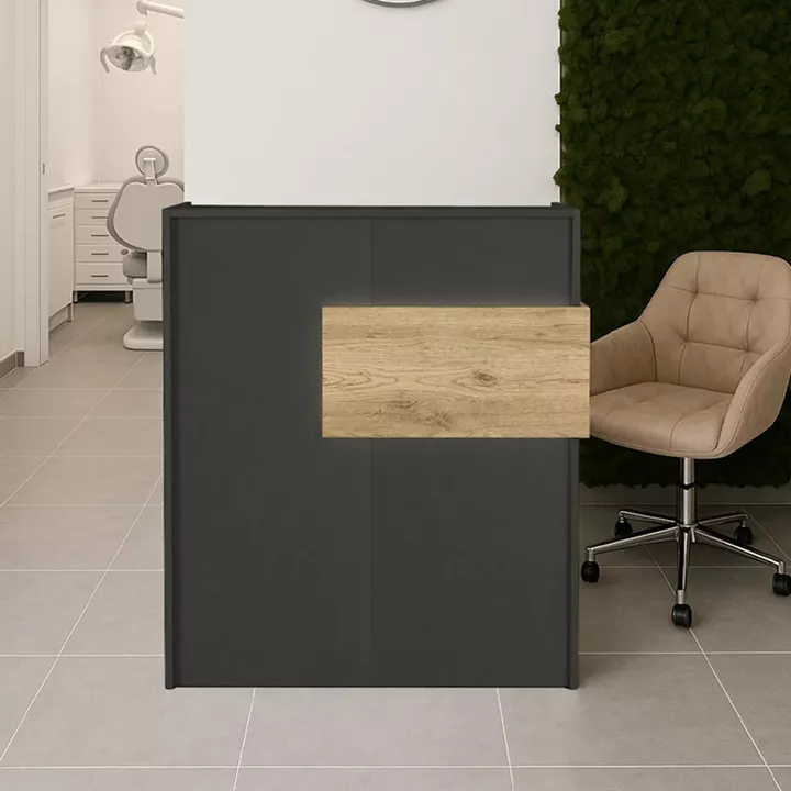 Γραφείο υποδοχής - reception Aloha Megapap με LED χρώμα ανθρακί - sepet oak 95,5x40x110,3εκ.