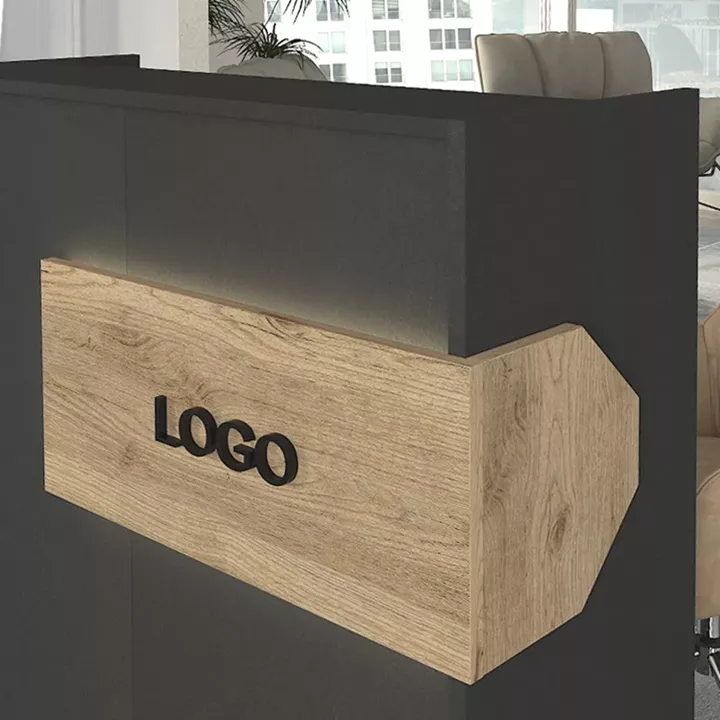 Γραφείο υποδοχής - reception Aloha Megapap με LED χρώμα ανθρακί - sepet oak 95,5x40x110,3εκ.