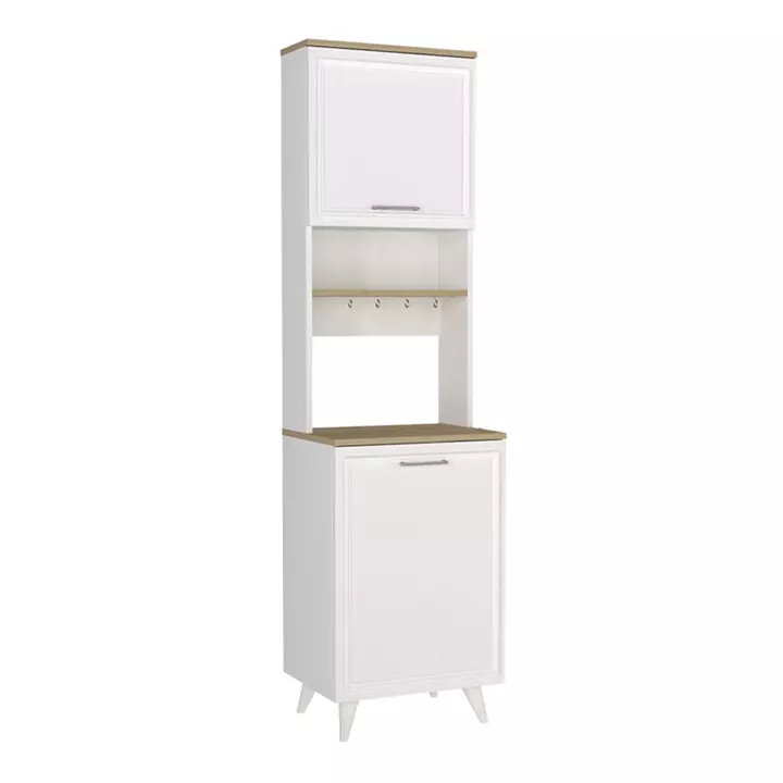 Έπιπλο κουζίνας Potter 1 Megapap χρώμα λευκό - rota oak 53,4x39,6x196,1εκ.