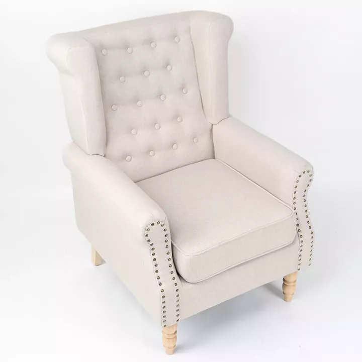 Πολυθρόνα ArteLibre OTTAVIA Μπεζ Ύφασμα 77x80x106cm