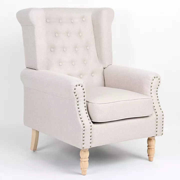 Πολυθρόνα ArteLibre OTTAVIA Μπεζ Ύφασμα 77x80x106cm