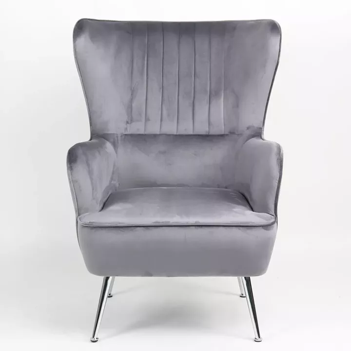 Πολυθρόνα ArteLibre VITTORIA Γκρι Βελούδο 76x79x101cm
