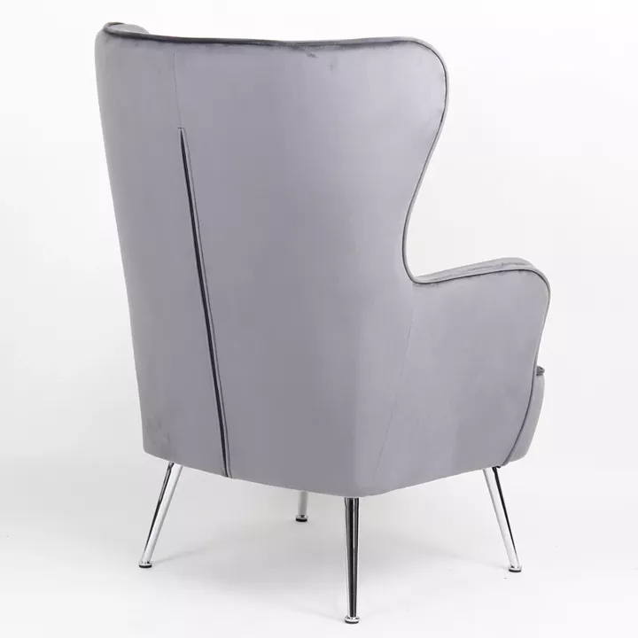 Πολυθρόνα ArteLibre VITTORIA Γκρι Βελούδο 76x79x101cm