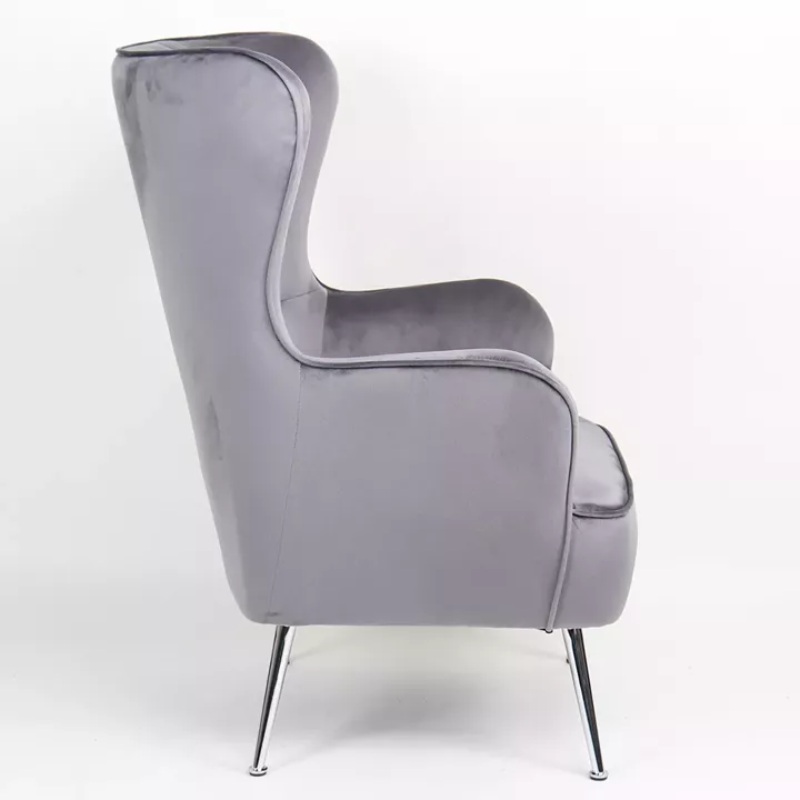 Πολυθρόνα ArteLibre VITTORIA Γκρι Βελούδο 76x79x101cm