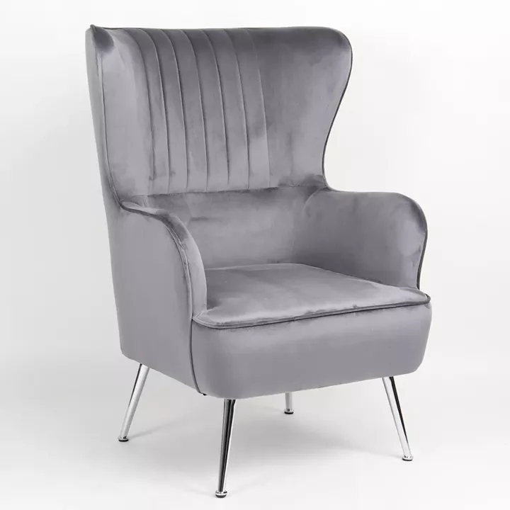 Πολυθρόνα ArteLibre VITTORIA Γκρι Βελούδο 76x79x101cm