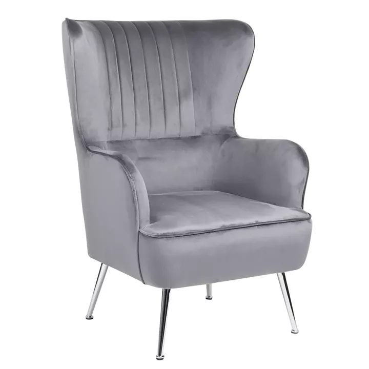 Πολυθρόνα ArteLibre VITTORIA Γκρι Βελούδο 76x79x101cm