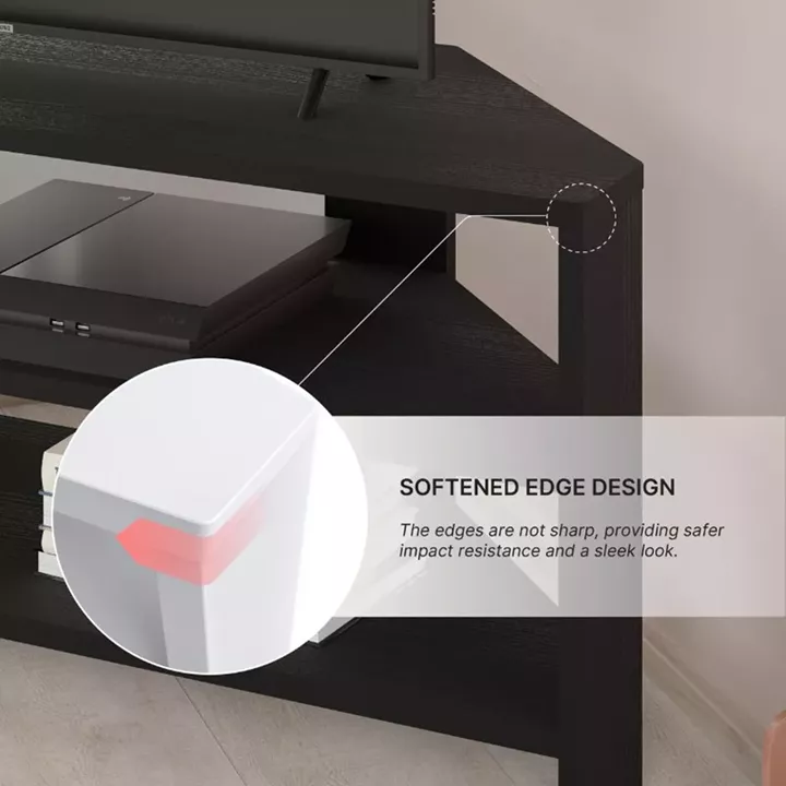 Έπιπλο τηλεόρασης γωνιακό Thales Megapap χρώμα black wood 110x36x45εκ.