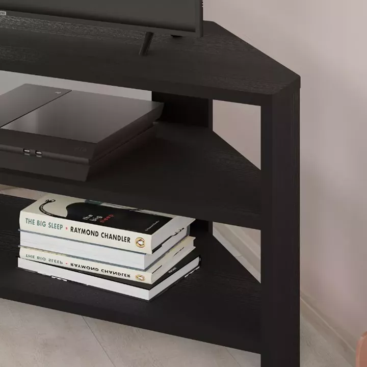 Έπιπλο τηλεόρασης γωνιακό Thales Megapap χρώμα black wood 110x36x45εκ.