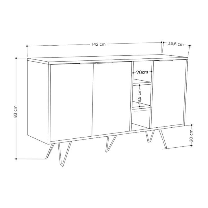 Μπουφές Clara Megapap χρώμα sandstone 142x35,6x83εκ.