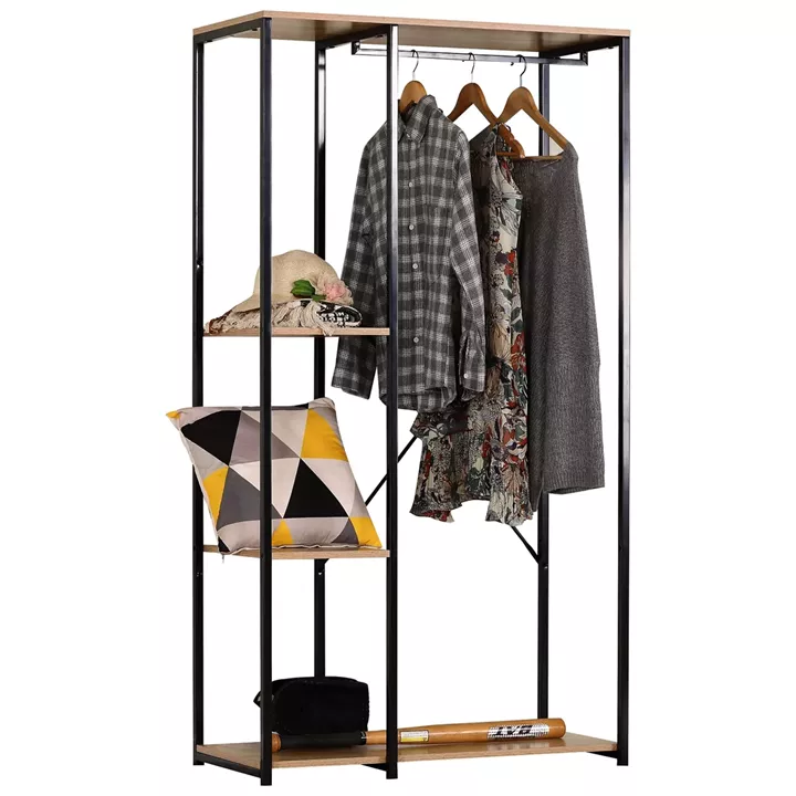 Κρεμάστρα Δαπέδου ArteLibre BINARY Δρυς/Μαύρο Μοριοσανίδα/Μέταλλο 90x40x167cm