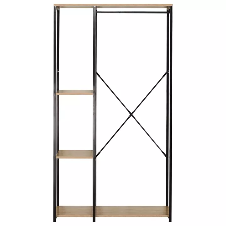 Κρεμάστρα Δαπέδου ArteLibre BINARY Δρυς/Μαύρο Μοριοσανίδα/Μέταλλο 90x40x167cm