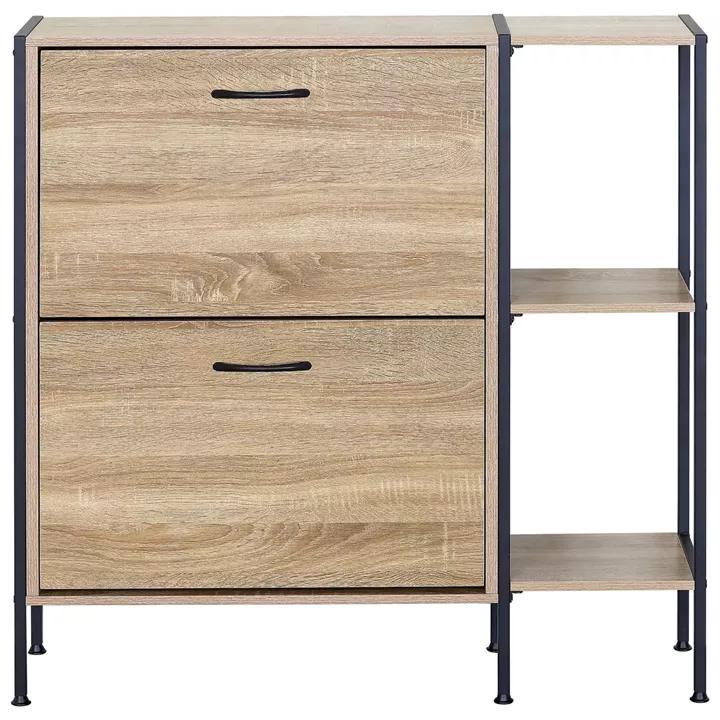 Παπουτσοθήκη ArteLibre ALDERWYN Με Πλαϊνό Ράφι Δρυς/Μαύρο Μοριοσανίδα/Μέταλλο 88x24x87cm