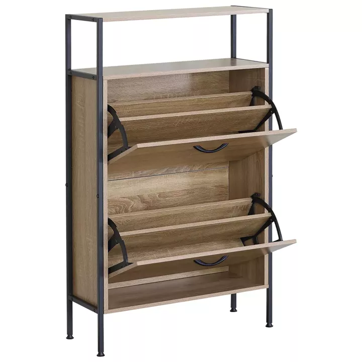 Παπουτσοθήκη ArteLibre ALDERWYN Δρυς/Μαύρο Μοριοσανίδα/Μέταλλο 63x24x105cm