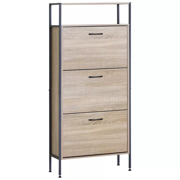 Παπουτσοθήκη ArteLibre ALDERWYN Δρυς/Μαύρο Μοριοσανίδα/Μέταλλο 63x24x141cm