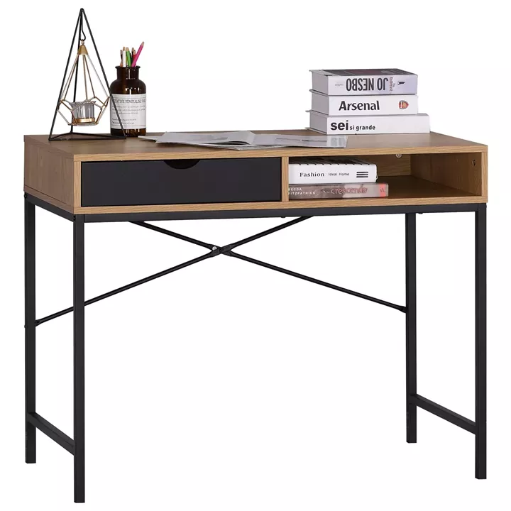 Γραφείο ArteLibre FENWICK Δρυς/Μαύρο Μοριοσανίδα/Μέταλλο 98x48x76.3cm