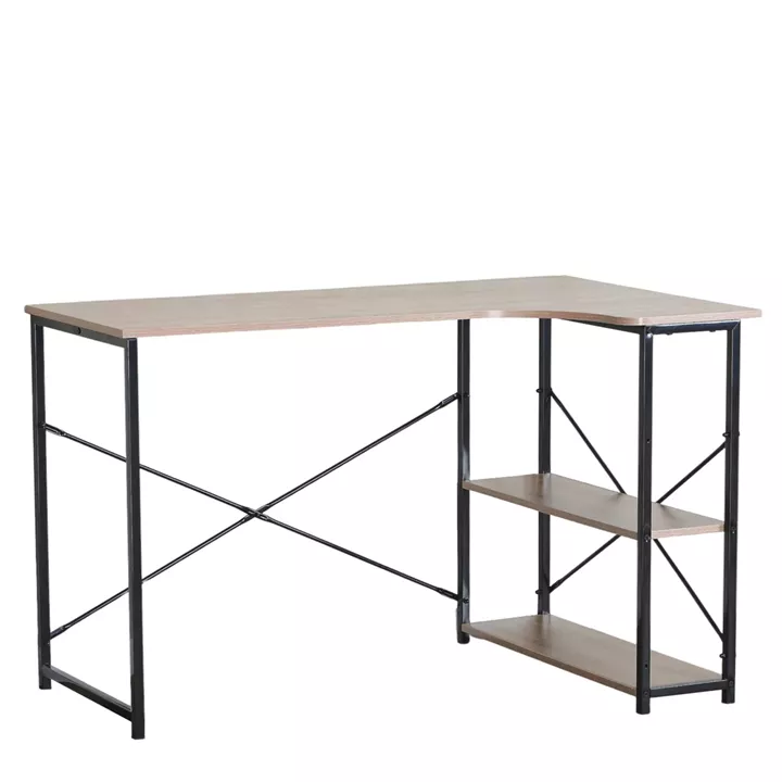 Γραφείο ArteLibre KELSTON Με Ράφια Δρυς/Μαύρο Μοριοσανίδα/Μέταλλο 120x73x75cm