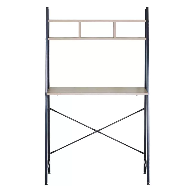 Γραφείο ArteLibre LYNDALE Με Ράφια Δρυς/Μαύρο Μοριοσανίδα/Μέταλλο 84x46x142cm