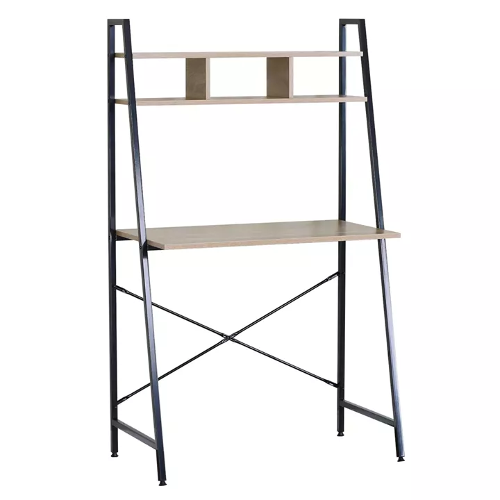 Γραφείο ArteLibre LYNDALE Με Ράφια Δρυς/Μαύρο Μοριοσανίδα/Μέταλλο 84x46x142cm