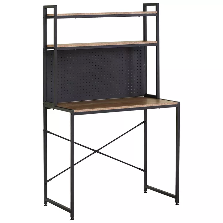 Γραφείο ArteLibre OSWELL Με Ράφια Μαύρο/Δρυς Μέταλλο/Μοριοσανίδα 84x50x148.5cm