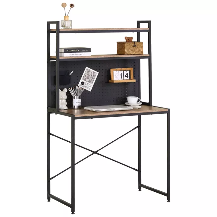 Γραφείο ArteLibre OSWELL Με Ράφια Μαύρο/Δρυς Μέταλλο/Μοριοσανίδα 84x50x148.5cm