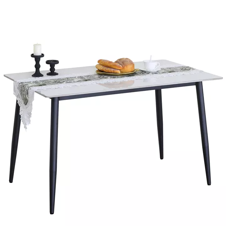 Τραπέζι Τραπεζαρίας ArteLibre VENSHIRE Λευκό Μάρμαρο/Μαύρο Κεραμικό/Μέταλλο 121x72x73cm